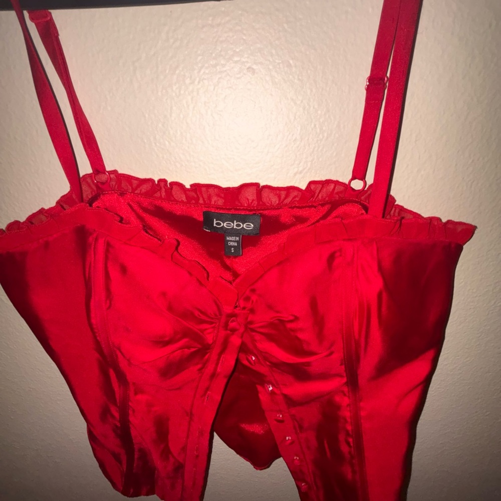 Bebe Red Lace Trim Bra